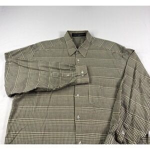 Jhane Barnes Shirt Mens Large Beige Geometric Button Up Long Sleeve Vintage